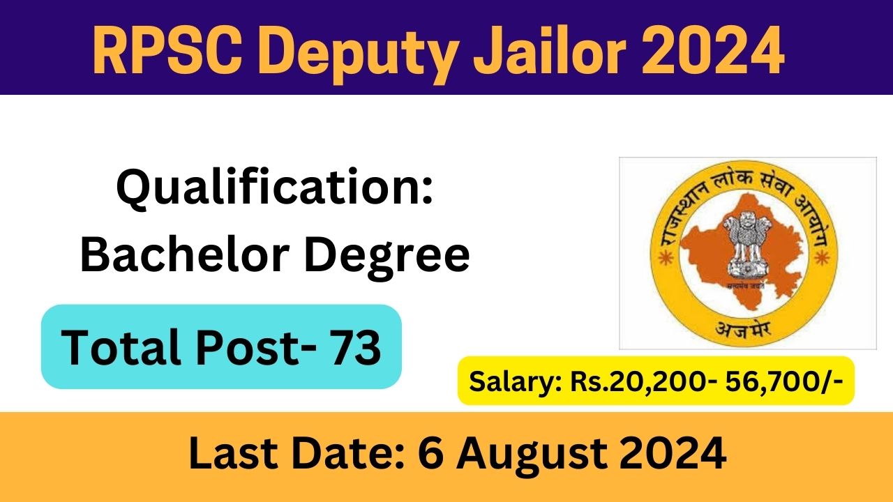 RPSC Deputy Jailor Recruitment 2024 online application details