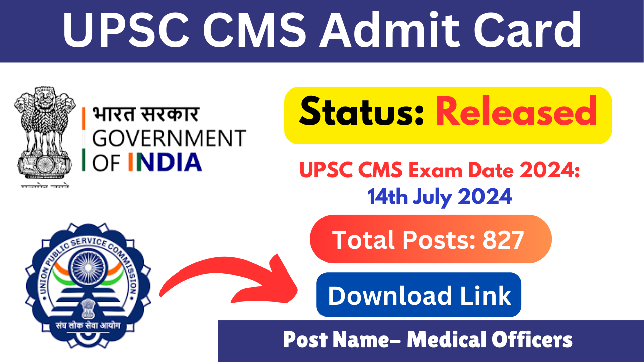 UPSC CMS Admit Card 2024, UPSC CMS Hall Ticket 2024, UPSC CMS Exam Date 2024, UPSC Medical Officer Admit Card, Combined Medical Services Examination 2024, UPSC Admit Card download link, UPSC CMS exam centers, How to download UPSC CMS Admit Card, UPSC CMS exam pattern, UPSC CMS important instructions,