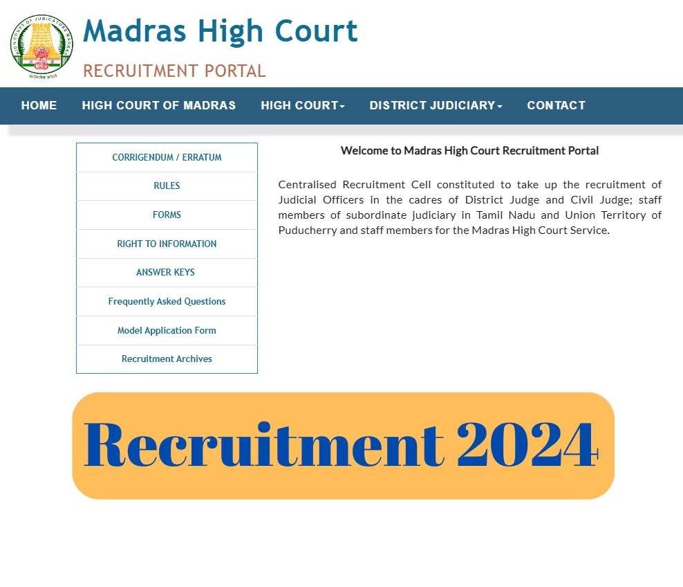 Madras High Court Recruitment 2024