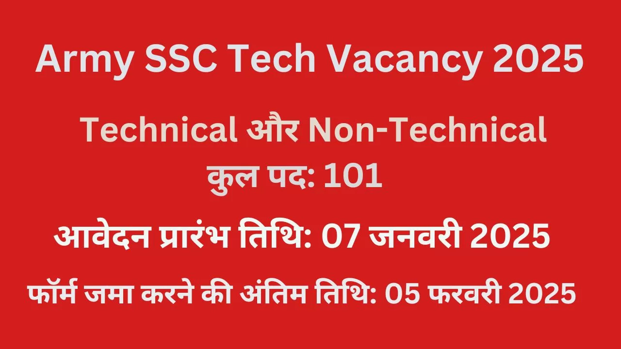 Army SSC Tech Vacancy 2025